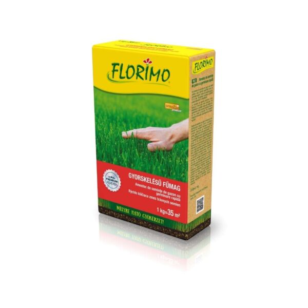 Florimo gyorskelésű fűmagkeverék 1 kg-os kiszerelésben, 5–7 napos csírázással
