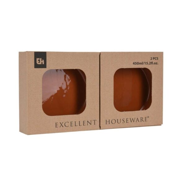 Terrakotta színű agyag kínálótál szett – 2 darab, 450 ml, 15×4 cm