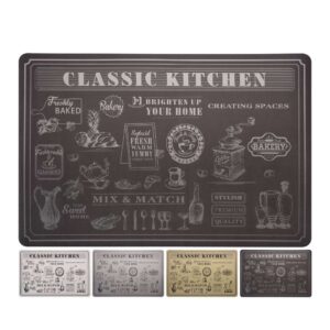 Műanyag asztali alátét Classic Kitchen mintával, bézs, fehér, szürke, fekete színben, 43×28 cm