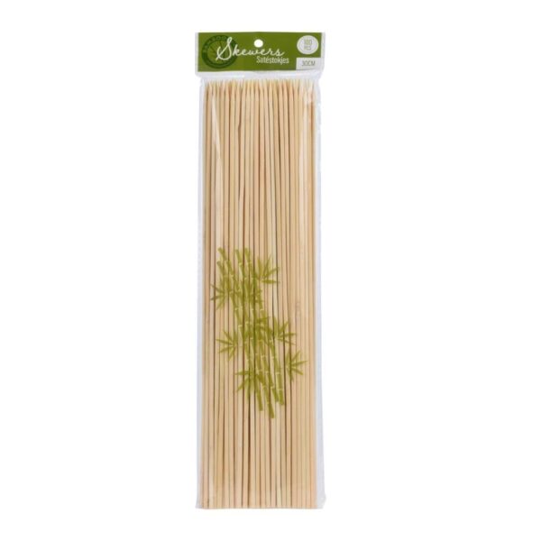 30 cm hosszú bambusz saslikpálcika, 100 darabos csomag