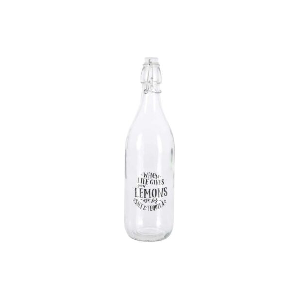 Feliratos csatos üveg palack, 1 liter, Excellent Houseware, limonádés dizájn