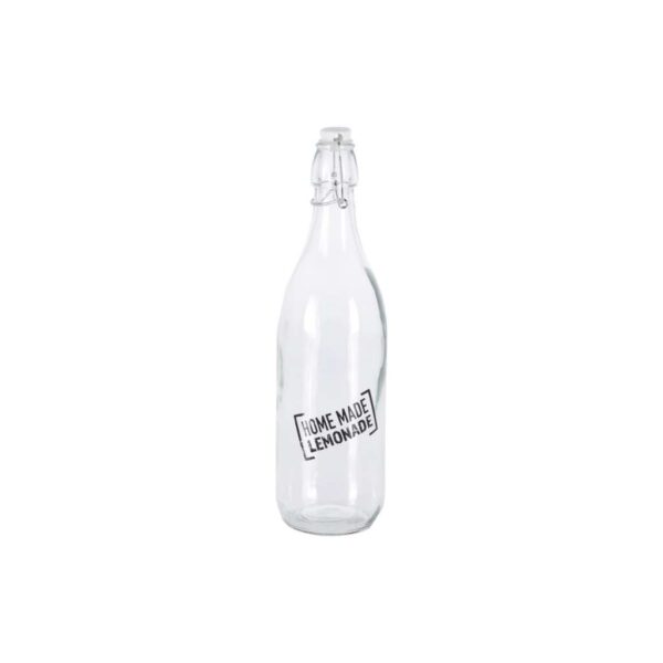 Feliratos csatos üveg palack, 1 liter, Excellent Houseware, limonádés dizájn