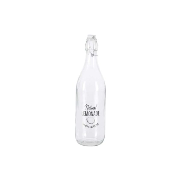 Feliratos csatos üveg palack, 1 liter, Excellent Houseware, limonádés dizájn