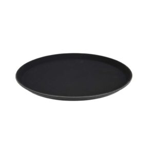 Csúszásmentes felszolgáló tálca, kerek, fekete, 35,5 cm