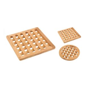Bambusz edényalátét, 20×20 cm, kerek és négyzet forma, Excellent Houseware