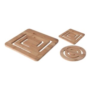 Bambusz edényalátét, 20×20 cm, kerek és négyzet forma, Excellent Houseware