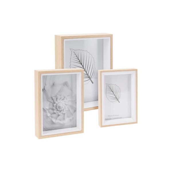 Képkeret szett 3 db fa hatású MDF anyagból, natúr, szürke és dió színben – Excellent Houseware