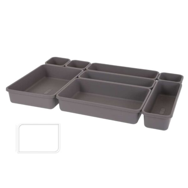 Fiókrendező szett 8 részes, barna, szürke és fehér színekben – Storage Solutions