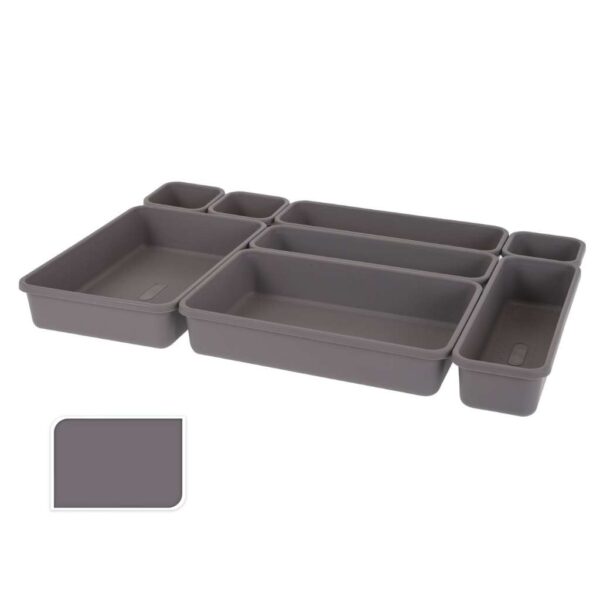 Fiókrendező szett 8 részes, barna, szürke és fehér színekben – Storage Solutions