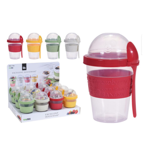 Joghurtos pohár kanállal 600 ml több színben Excellent Houseware