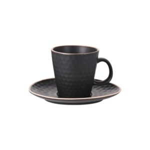 Kávés bögre alátéttel kerámia fekete 220 ml Excellent Houseware