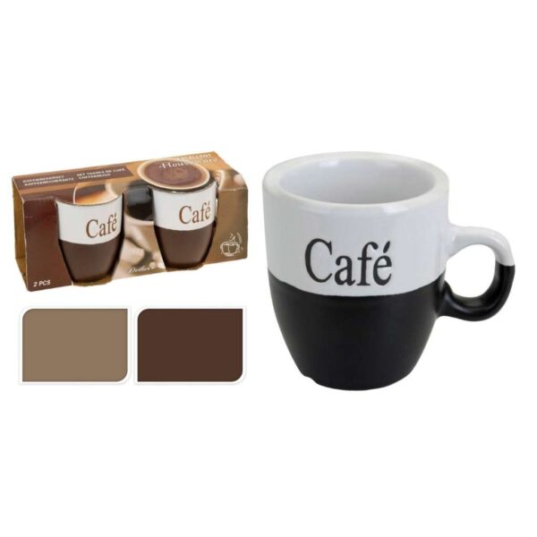 Kerámia kávés bögre szett, 2 darabos, Café felirattal – Excellent Houseware