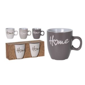 Kávés bögre szett 2 db, HOME felirattal, mokka, fehér és sötétbarna színben – Excellent Houseware
