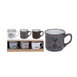 Kerámia kávés bögre szett, 3 db, eltérő mintákkal – Excellent Houseware