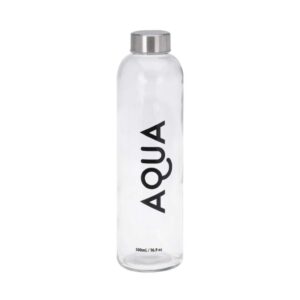 Üveg kulacs rozsdamentes acél kupakkal 500 ml többféle felirattal Excellent Houseware