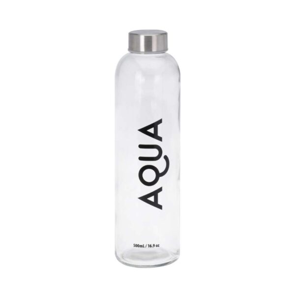 Üveg kulacs rozsdamentes acél kupakkal 500 ml többféle felirattal Excellent Houseware
