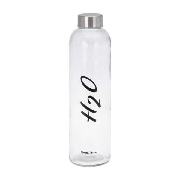 Üveg kulacs rozsdamentes acél kupakkal 500 ml többféle felirattal Excellent Houseware