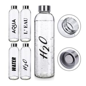Üveg kulacs rozsdamentes acél kupakkal 500 ml többféle felirattal Excellent Houseware