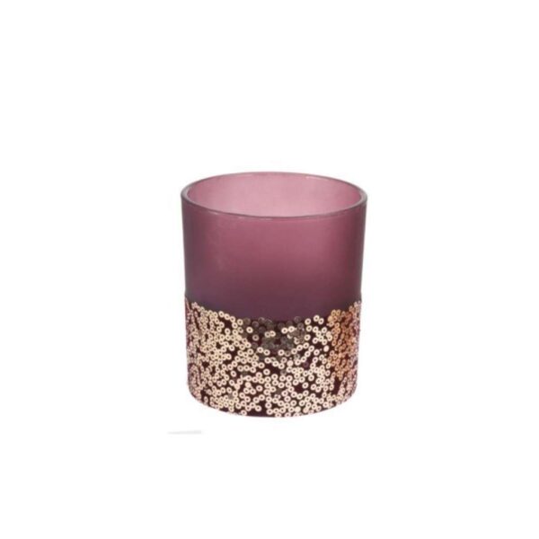 Mécsestartó üveg rózsaszín arany 7×7×8 cm Christmas Decoration