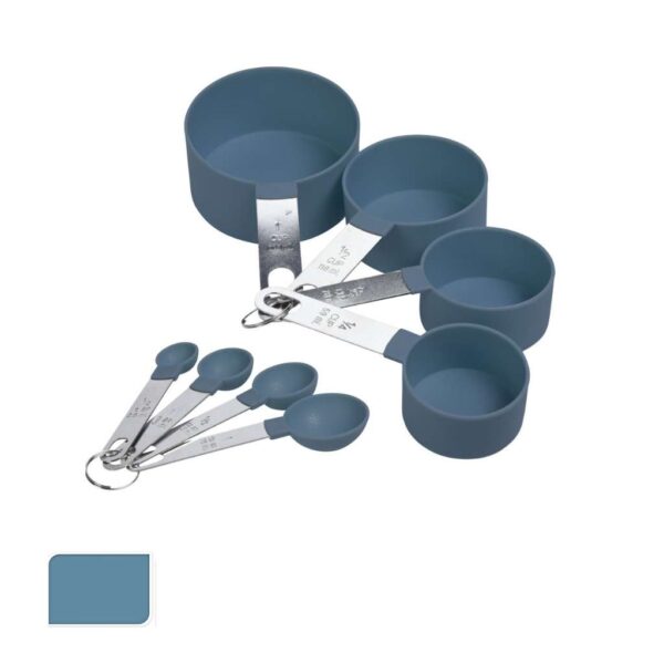 Mérőkanál és mérőpohár szett, 8 darabos, kék színben, Excellent Houseware