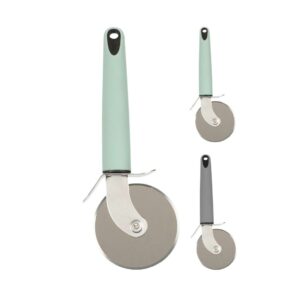 Rozsdamentes acél pizzavágó pasztell szürke és zöld nyéllel – Excellent Houseware