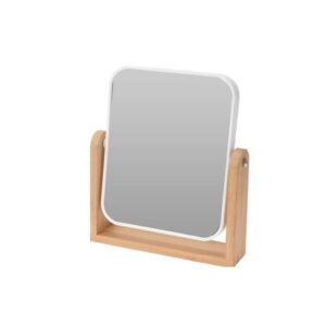 minktükör bambusz kerettel, fehér színben, szögletes vagy kerek kivitelben – Excellent Houseware