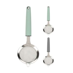Konyhai szűrő rozsdamentes acél hálóval, pasztell zöld és szürke nyéllel – Excellent Houseware