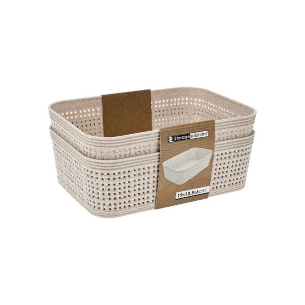 Bézs tárolókosár szett, 2 darabos, 19×13×6 cm – Storage Solutions
