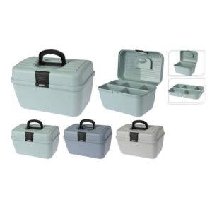 Műanyag tárolódoboz, fogantyús és zárható kialakítás, 3 rekesszel, három színben – Excellent Houseware