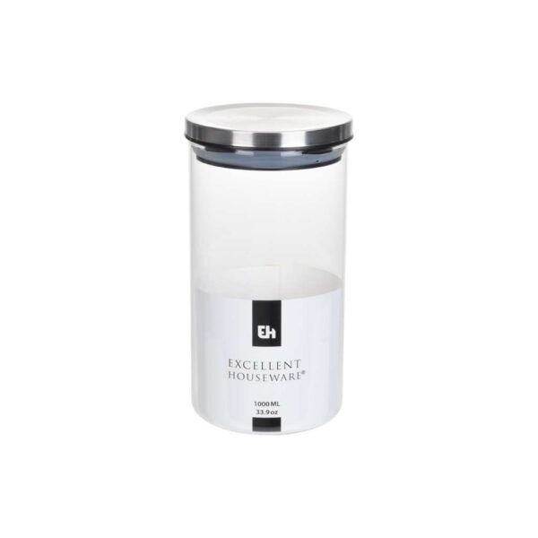 Üveg tárolóedény rozsdamentes acél tetővel 1000 ml Excellent Houseware