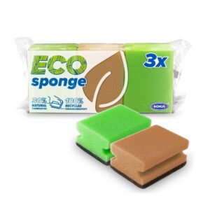 Formázott mosogatószivacs karcmentes dörzsivel – BONUS ECO 3 db