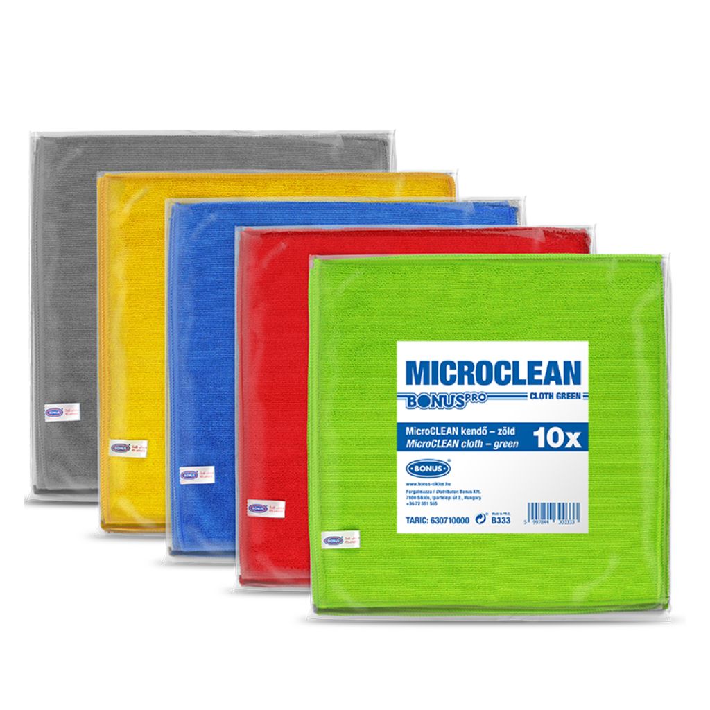 BonusPRO MicroCLEAN mikroszálas törlőkendő, 5 színben