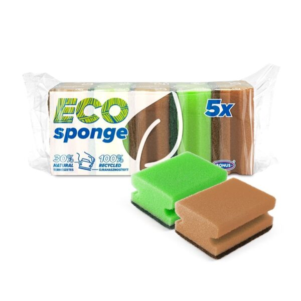 Formázott mosogatószivacs karcmentes dörzsivel – BONUS ECO 5 db