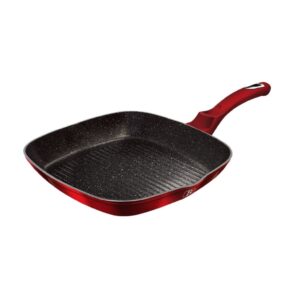 Berlinger Haus Burgundy grill serpenyő 28 cm – kovácsolt alumínium, márvány bevonattal, indukciós aljjal