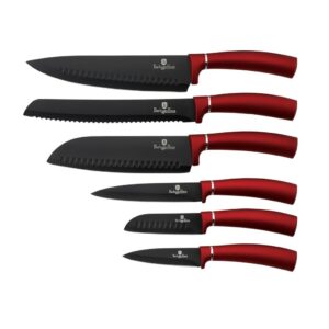 Berlinger Haus 6 részes késkészlet – Metallic Line Burgundy Edition, rozsdamentes acél pengék, bordó-fekete kivitel