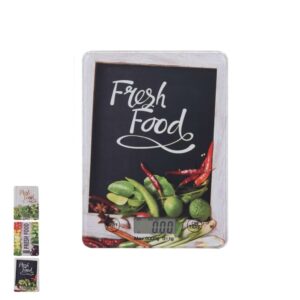 Digitális konyhai mérleg Fresh Food mintával, üvegfelület, Excellent Houseware, többféle design