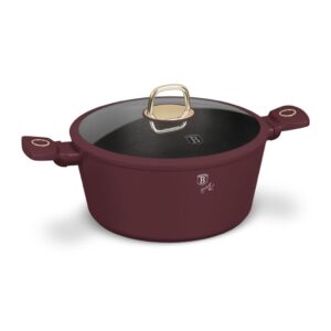 Berlinger Haus Leonardo lábas 28 cm fedővel – 6,1 literes, matt bordó színben, titánPro tapadásmentes bevonattal