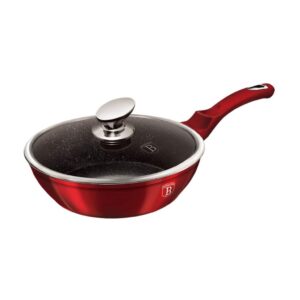 Berlinger Haus Burgundy mély serpenyő fedővel – 24 cm, márvány bevonat, 2,3 L, metál bordó