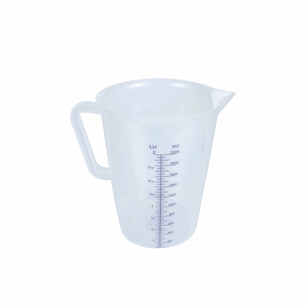 Mércés kancsó műanyagból, 1 l, 2 l és 3 l űrtartalommal, liter- és milliliter jelöléssel
