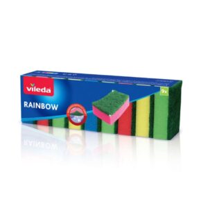 Vileda Rainbow szivacs 9 db – színes mosogatószivacs zöld dörzsfelülettel, erős tisztítóhatással