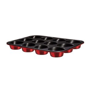 Berlinger Haus muffin sütőforma 12 csészés – titánPro bevonat, szénacél forma, Metallic Line Burgundy kollekció, bordó színben