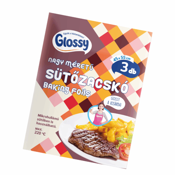Sütőzacskó húsokhoz – Glossy, 45×55 cm, 3 db-os kiszerelés, zsiradék nélküli sütéshez
