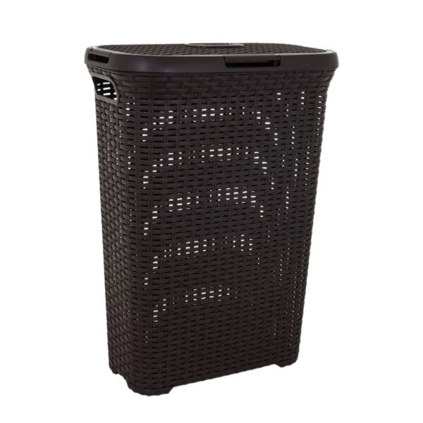 Szennyestartó kosár, rattan mintás, 40L, fehér és barna színben – Curver