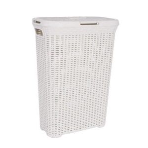 Szennyestartó kosár, rattan mintás, 40L, fehér és barna színben – Curver