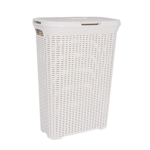 Szennyestartó kosár, rattan mintás, 40L, fehér és barna színben – Curver