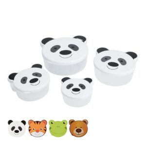 Állatos fej formájú gyerek tárolódoboz szett – 4 műanyag ételtartó doboz panda mintával