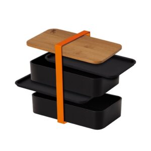 Berlinger Haus ételtartó doboz – Matte Black, bambusz fedéllel, 1500 ml