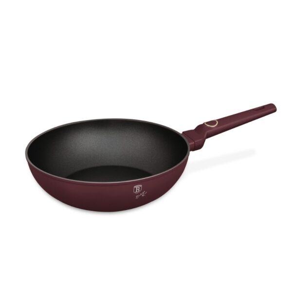 Berlinger Haus wok serpenyő 28 cm – matt bordó, titánPro tapadásmentes bevonattal, indukciós főzőlapon használható