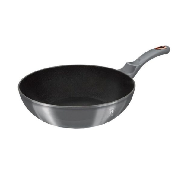 Berlinger Haus wok serpenyő 28 cm – tapadásmentes titán bevonattal, metál szürke kivitel, indukciós talppal