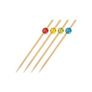 Bambusz pálcika színes gyöngyfejjel, 12 cm – 100 db